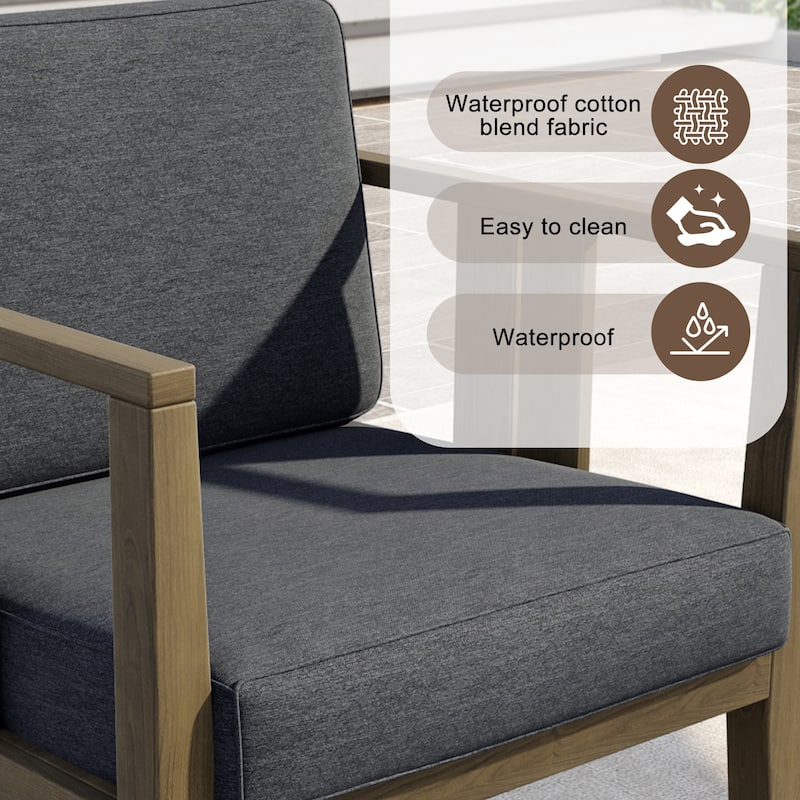 Uixe 3-piece Teak Solid Wood Outdoor Arm Chairs with Side Table Set