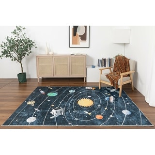 Kids Collection Interstellar Adventure Space Themed Area Rug