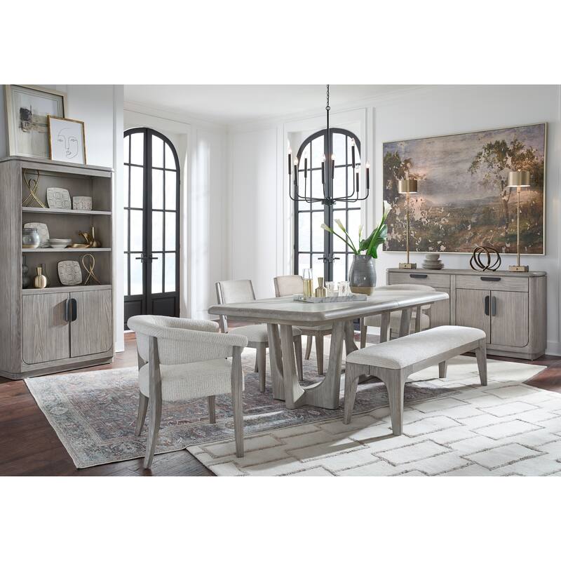 Magnussen Home Braelyn Dorian Grey Extendable Trestle Dining Table - 40''W x 90''D x 30''H