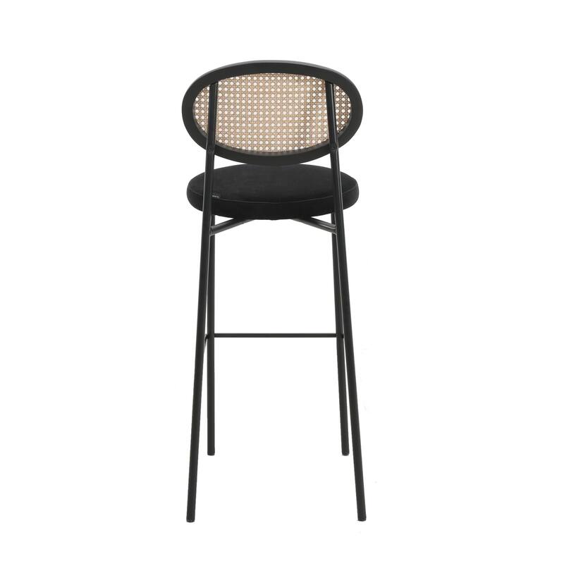 LeisureMod Euston Wicker Bar Stool with Powder Coated Steel Frame, Set of 2 - 42"