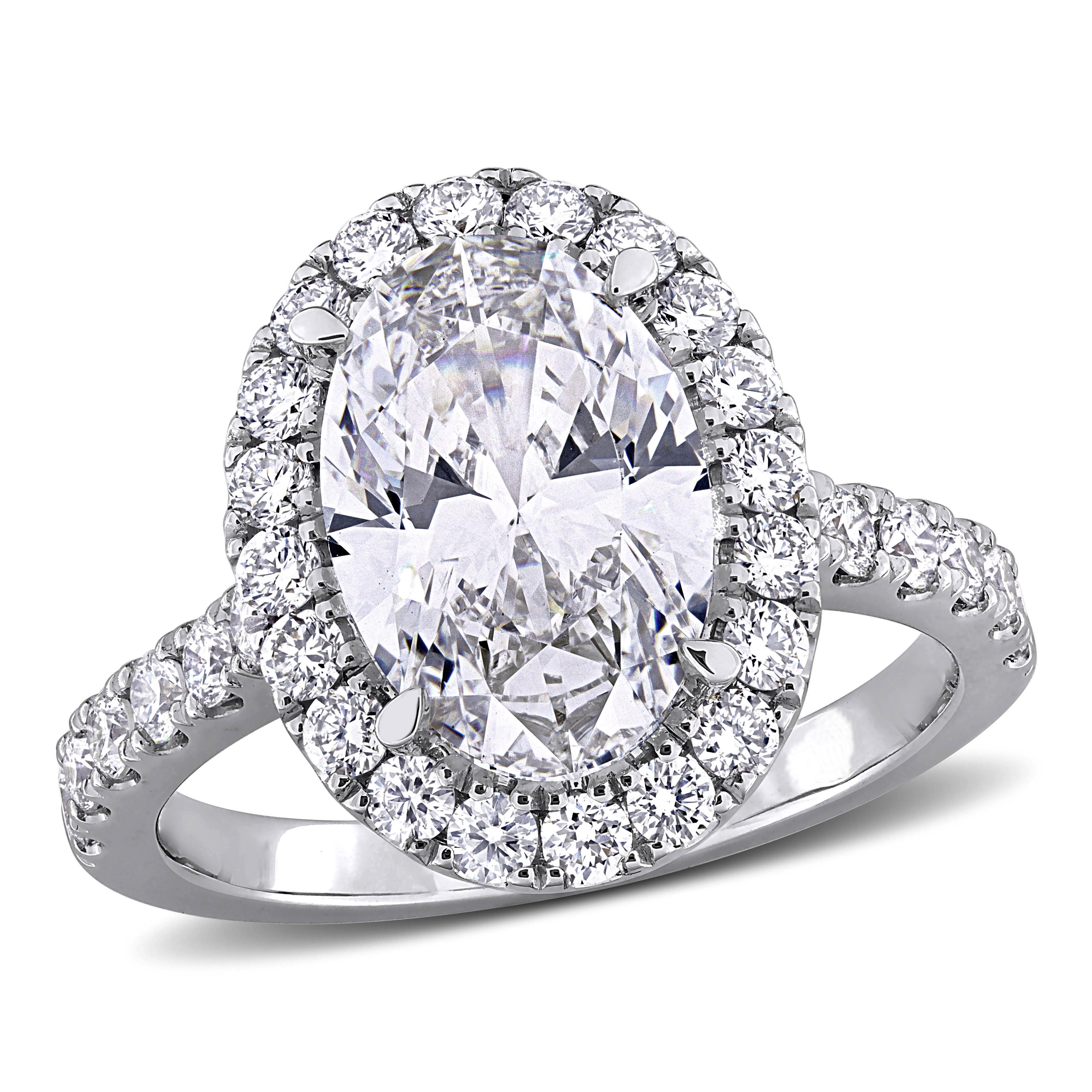 Miadora 3 7/8 ct TDW Oval-Cut Lab-Grown Diamond Ring 14k White Gold