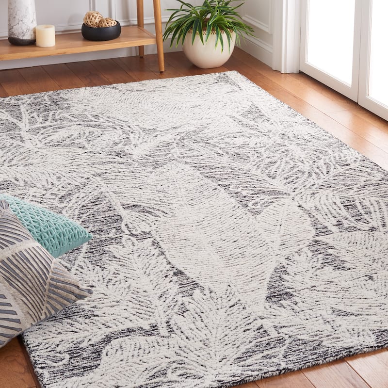 SAFAVIEH Handmade Metro Corianne Modern Wool Rug - 4' x 6' - Black/Ivory