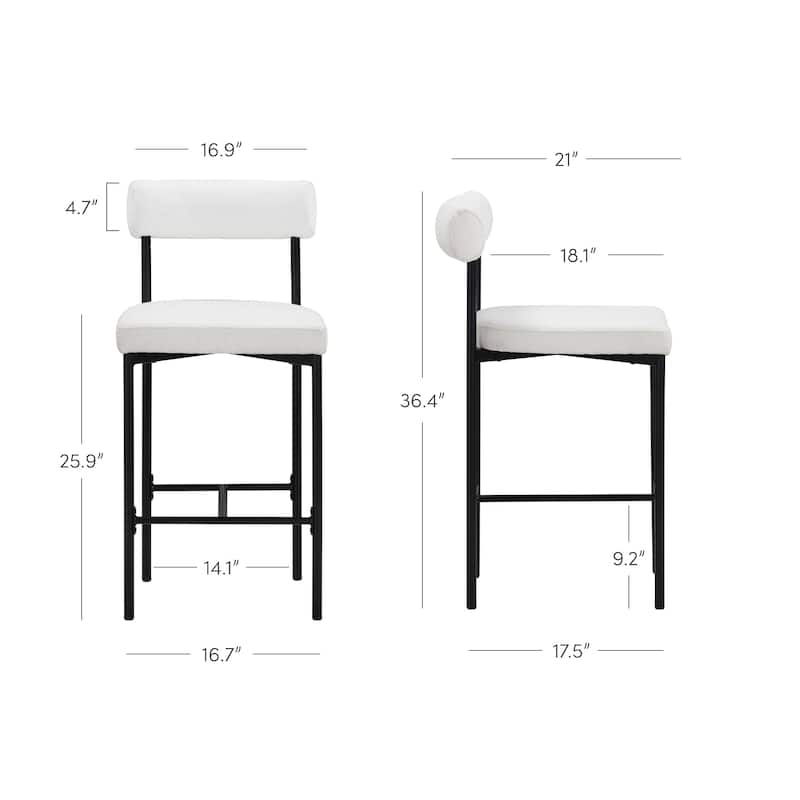 Nathan James Dahlia Counter Height Barstool or Dining Chair with Back and Upholstered Cushion