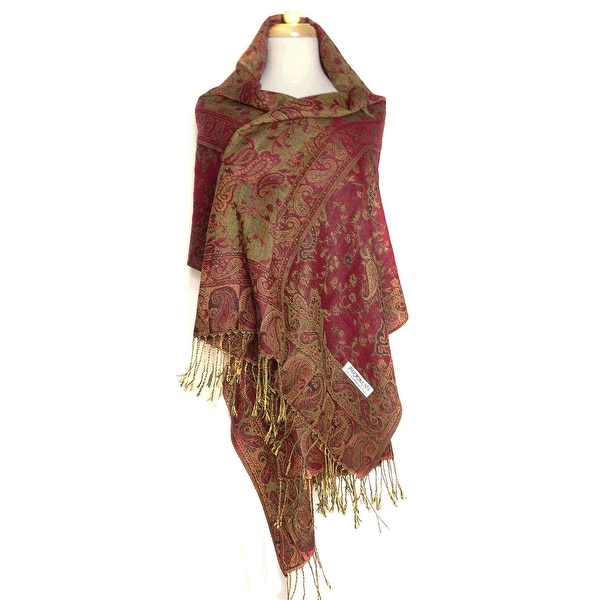 Reversible Paisley Pashmina Shawl Wrap Elegant Colors - 72" x 27". Opens flyout.