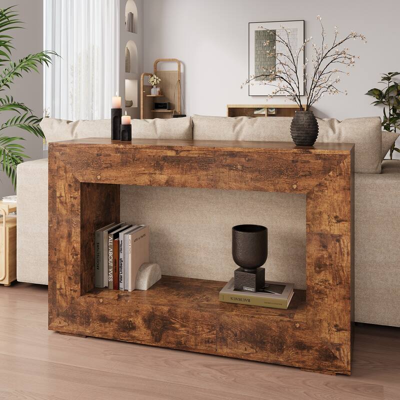 Anmytek 47"Rustic Open Frame Console Table Farmhouse Entryway and Living Room Storage