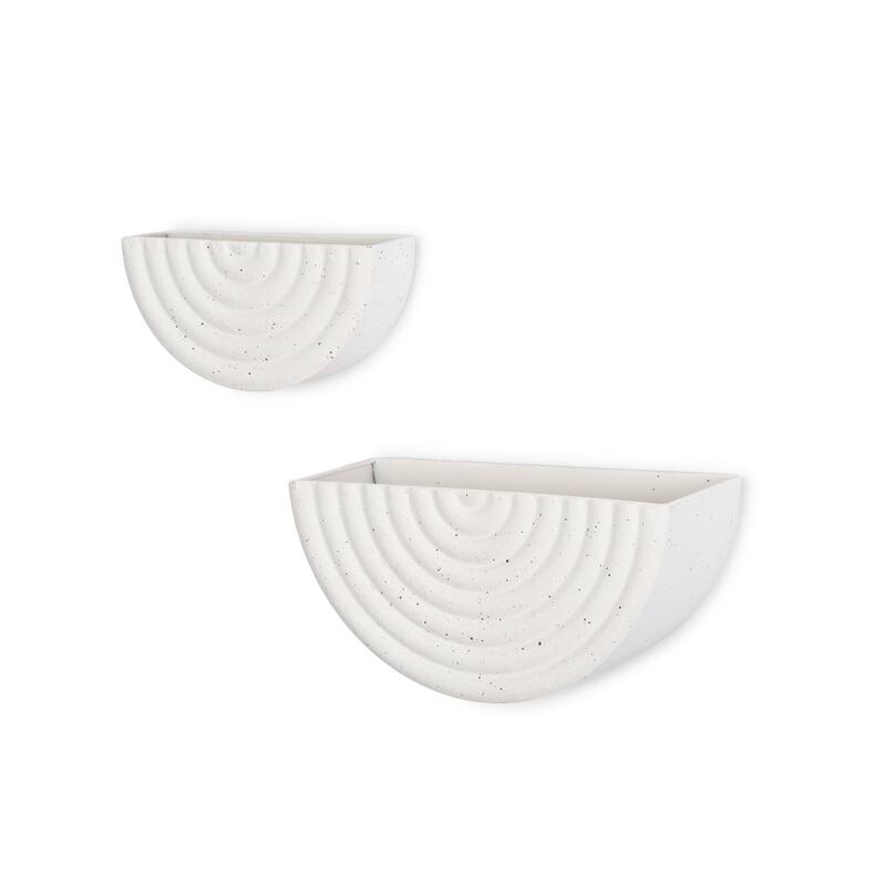 Shilo Matte Black Metal Hanging Wall Planter (Set of 2) - 11.6L x 4.5W x 5.7H - White
