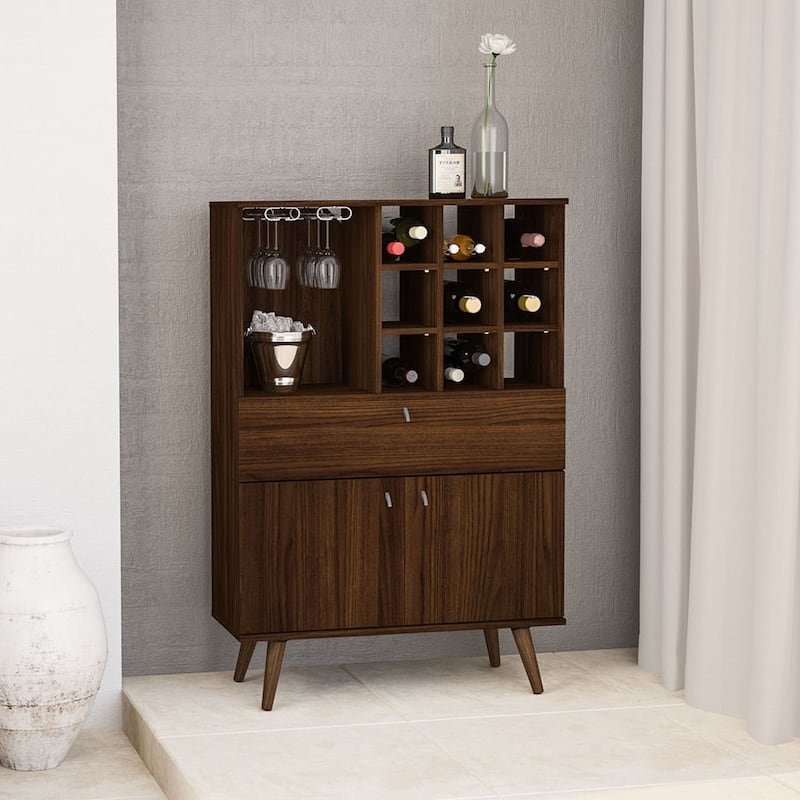 Polifurniture Salamanca Bar Cabinet, Walnut