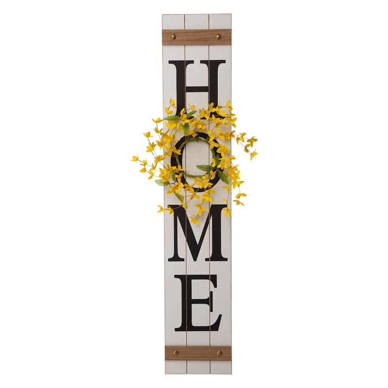 Glitzhome 42"H Porch Sign with 3 Interchangeable Floral Wreaths for Fall Thanksgiving