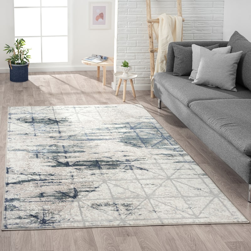 Sevita Geometric Blue/Grey Indoor Area Rug