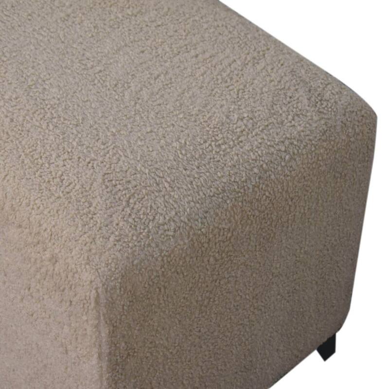 Artisan Furniture Solid Wood Bliss Cream Bouclé Ottoman