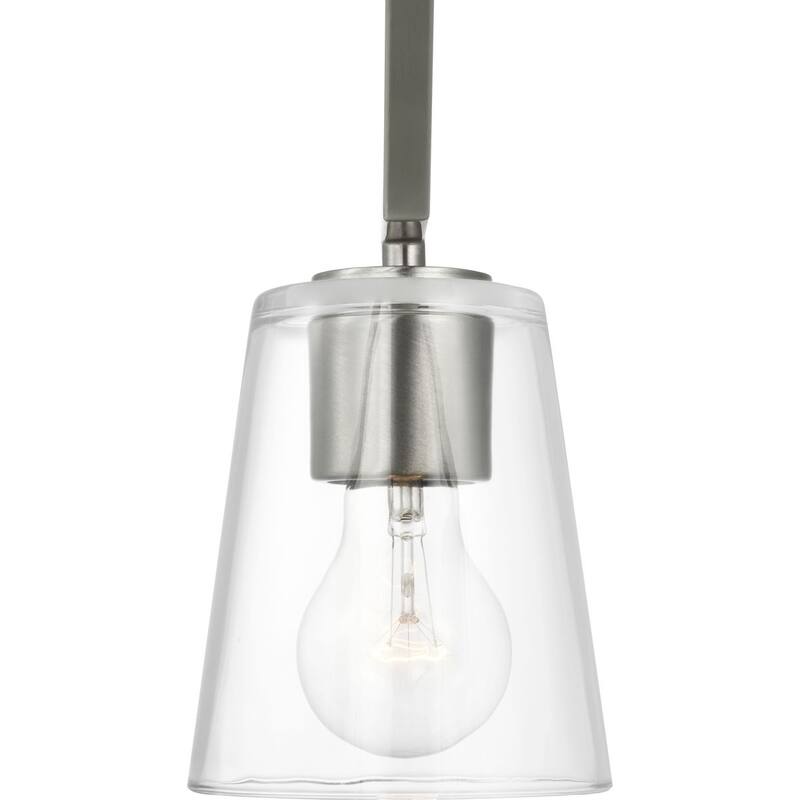 Vertex Collection Three-Light Brushed Nickel Clear Glass Contemporary Convertible Chandelier - 18 in x 18 in x 16.75 in