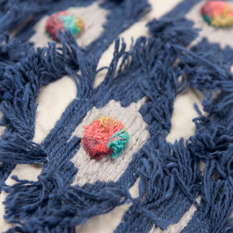 The Curated Nomad Pitai Blue Abstract Lumbar Pillow