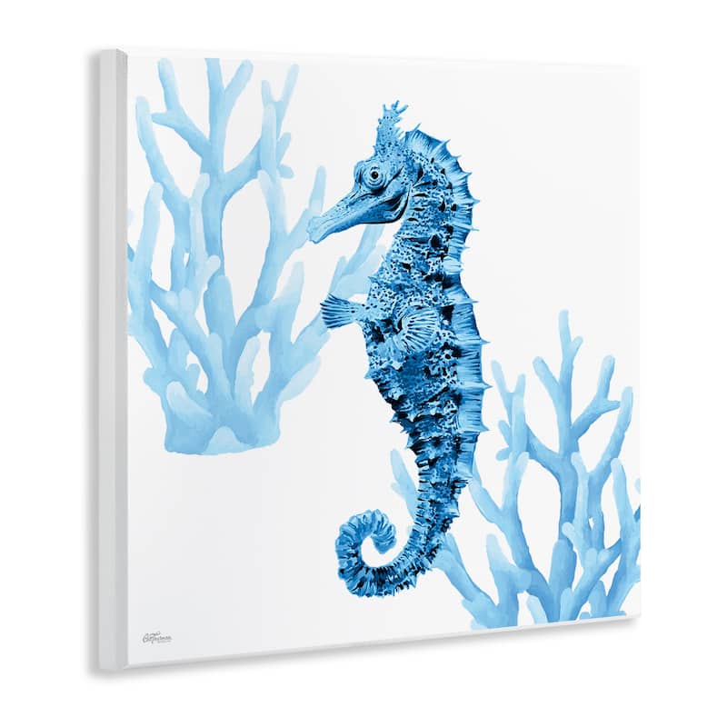 Stupell Blue Tone Seahorse & Coral Wall Plaque Art Design By Cat Thurman Designs