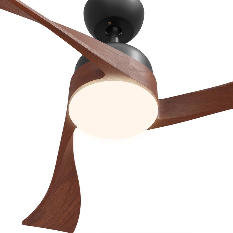 Ceiling Fan with Light, Solid Wood Blades Modern LED Ceiling Fan with Bluetooth App Control, Reversible Quiet Motor