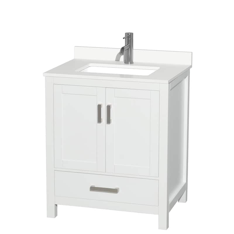 Sheffield 30-inch Single Vanity, Single Hole Quartz Top - White, Chrome Trim, White Quartz Top