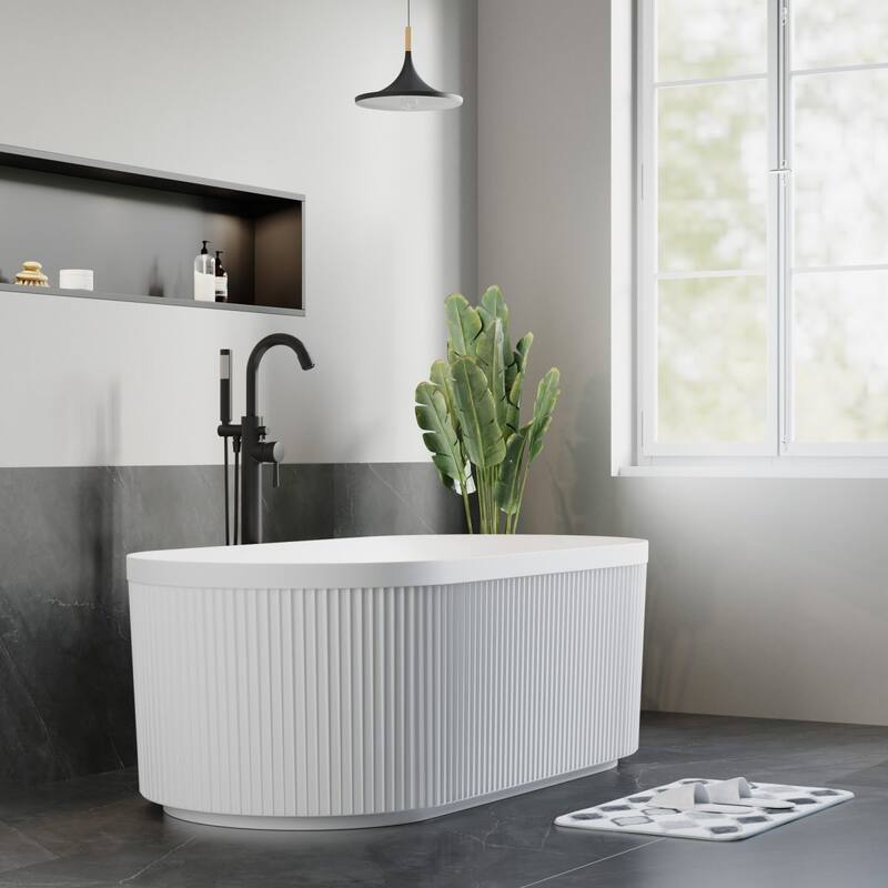 Repose 67" Fluted Acrylic Soaking Tub - Oval - 31D x 67W x 23H