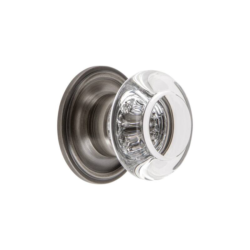 Grandeur BORD-CRYS-KNOB-GEO Bordeaux 1-3/8" Luxury Crystal Vintage - Antique Pewter
