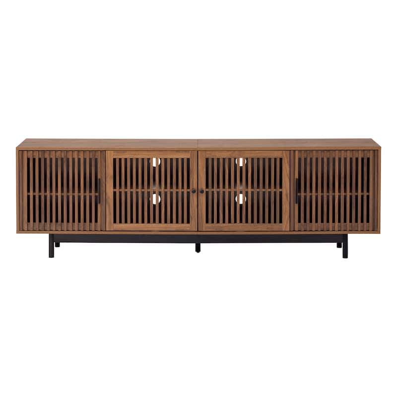 Roomfitters 78 Inch Modern TV Stand for TVs up to 85 Inch, Media Console with Soft-Closing Hinges & Solid Wood Legs, Walnut