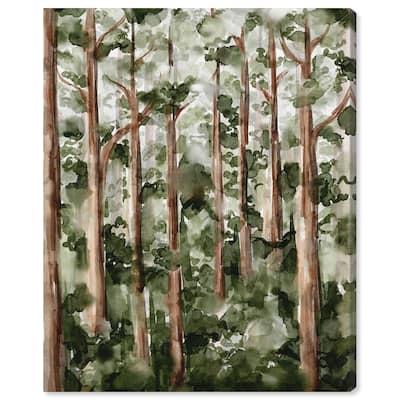 Art Remedy Wildy Forest Gallery Wrapped Landscape 1 Piece Canvas Wall Art Watercolor Style