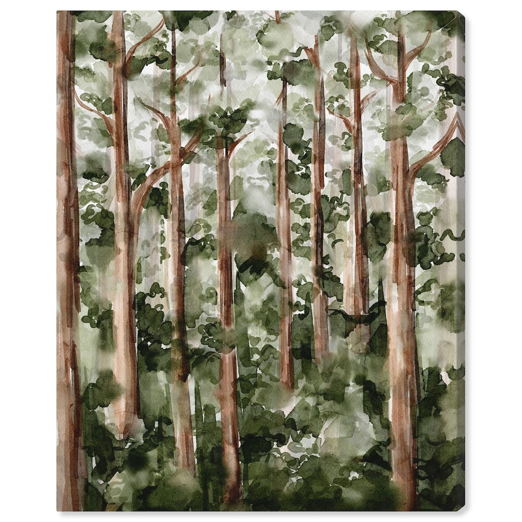 Art Remedy Wildy Forest Gallery Wrapped Landscape 1 Piece Canvas Wall Art Watercolor Style