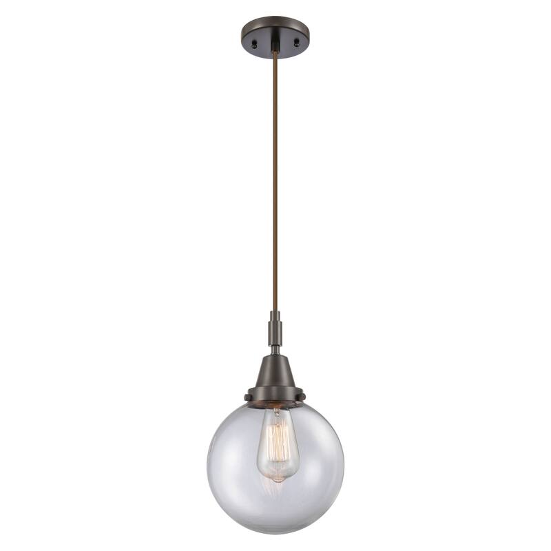 Innovations Lighting Downtown Urban - Caden Beacon - 1 Light 8" Cord Hung Mini Pendant - Clear Shade/Oil Rubbed Bronze