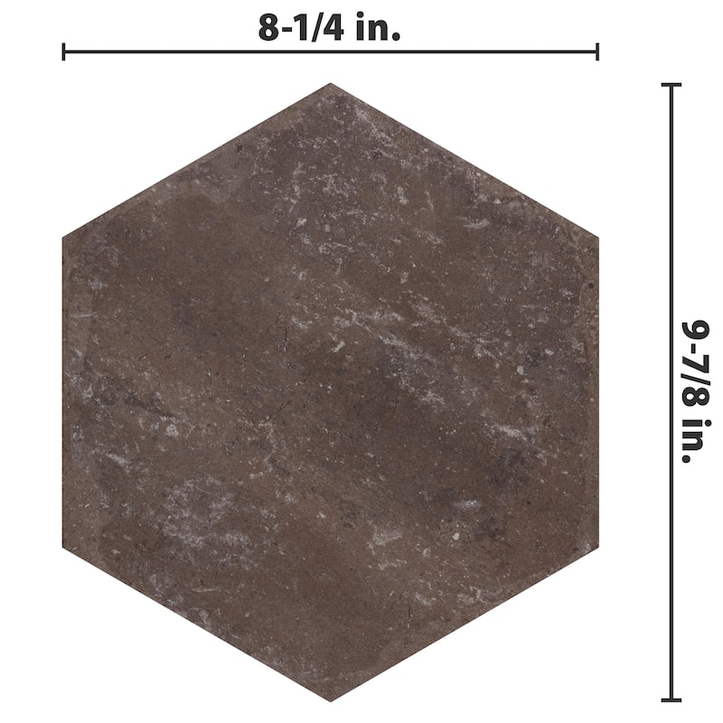 Merola Tile Brickyard Hex Red 8-1/2" x 9-7/8" Porcelain Floor and Wall Tile