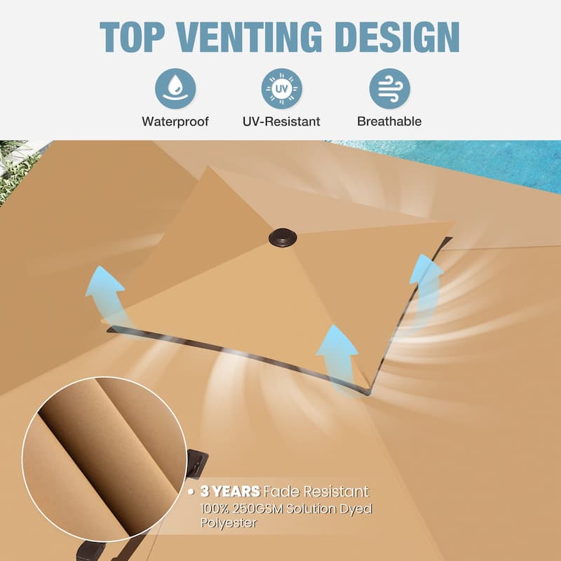 VredHom Dual Top Wind Vent 11x11Ft Offset Cantilever Patio Umbrella