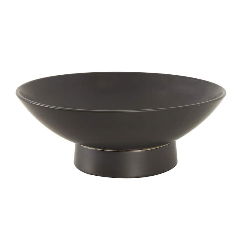 Black or White Ceramic Wide Decorative Bowl with Elevated Base