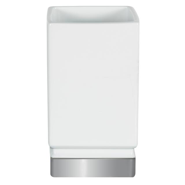 3-Piece Countertop Accessories Set Spirella Roma White And Silver Stoneware