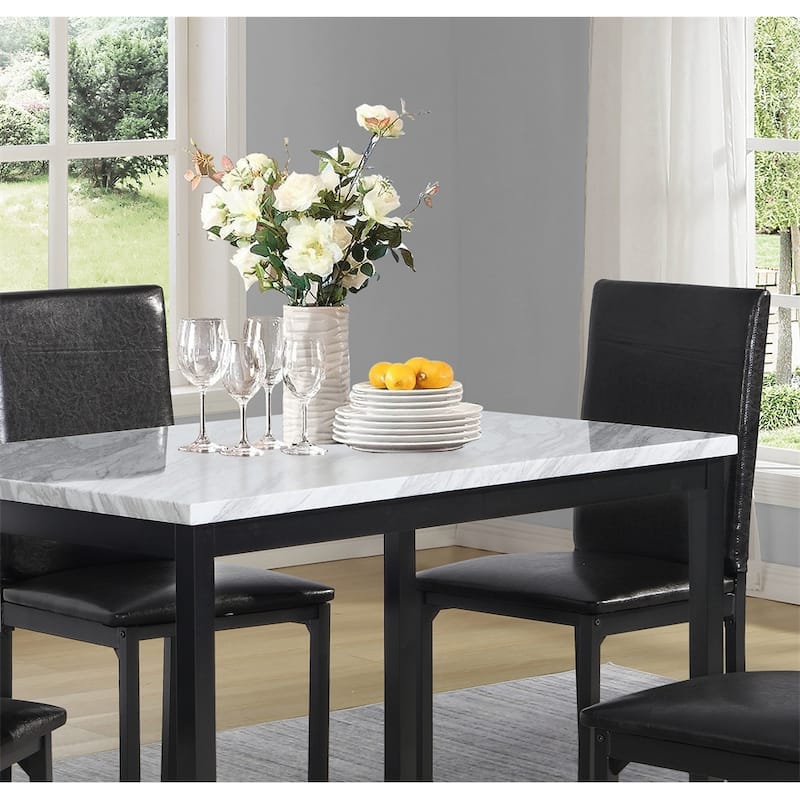 Metal Dining Table with Laminated Faux Marble Top