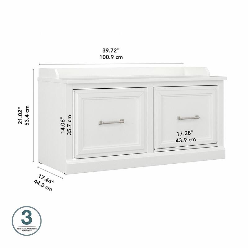 Woodland 40W Shoe Storage Bench with Doors by Bush Furniture