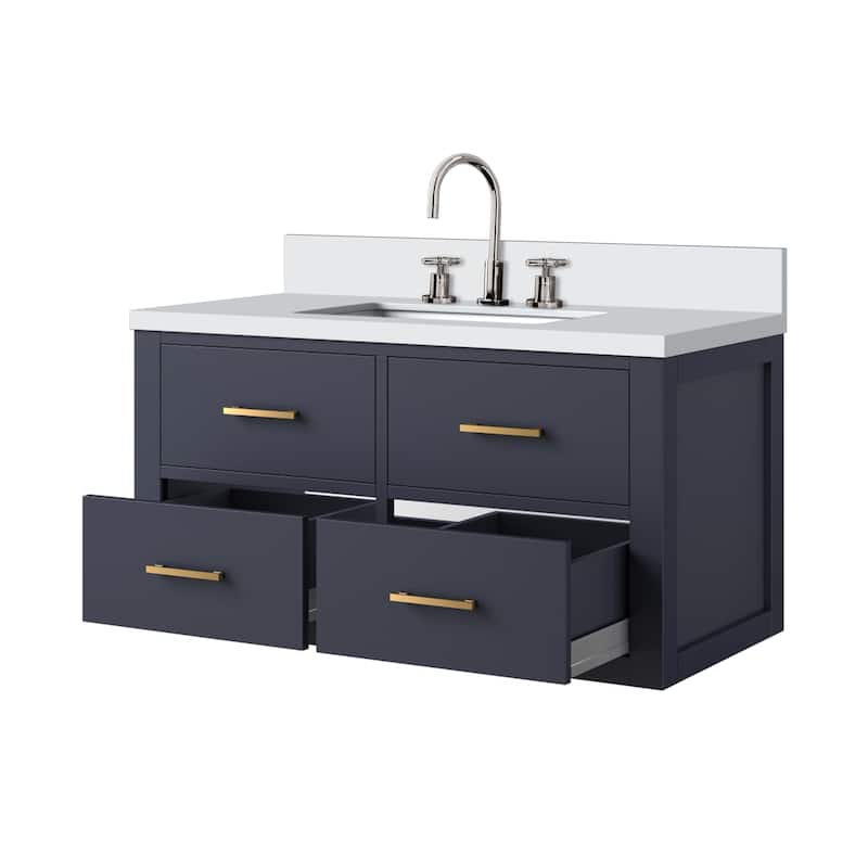 Castor Bath Vanity with Cultured Marble Top, Sink and Faucet