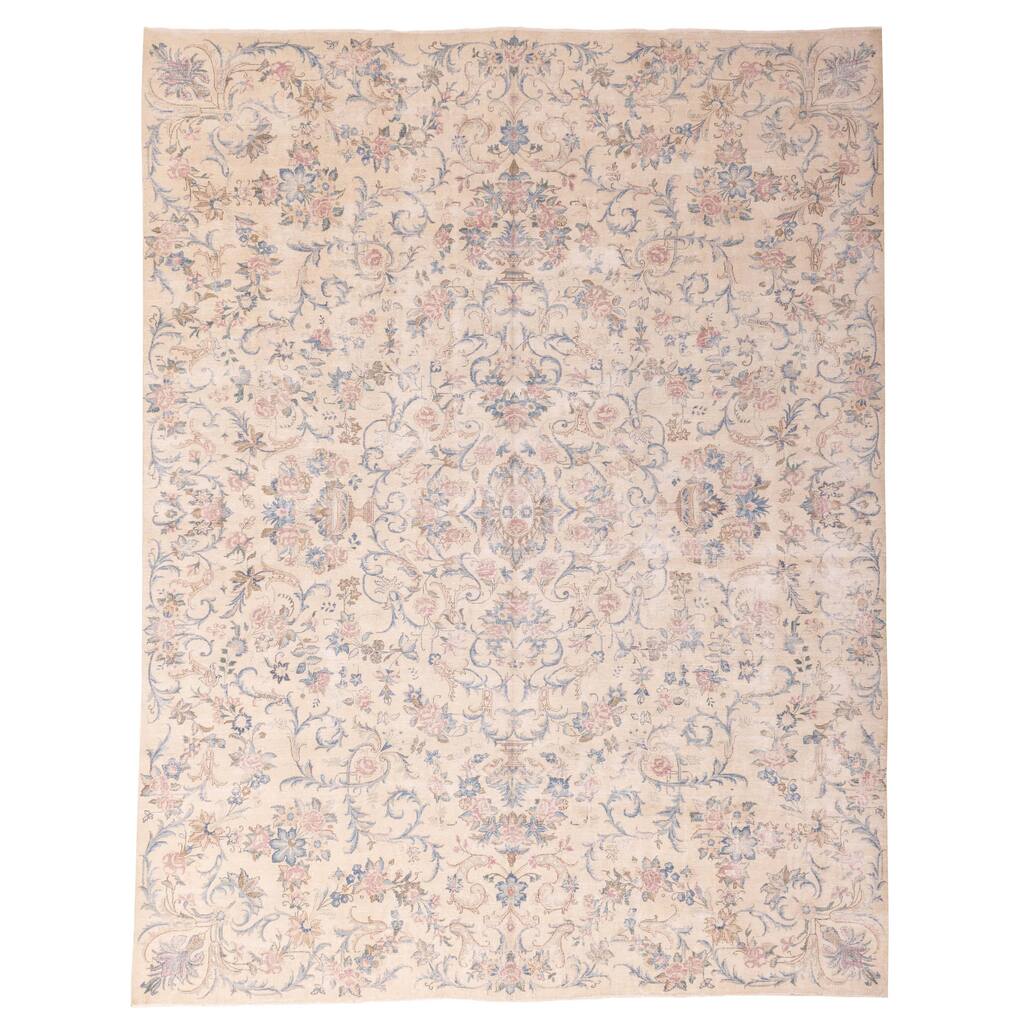 ECARPETGALLERY Hand-knotted Antalya Vintage Cream Wool Rug - 9'10 x 12'6