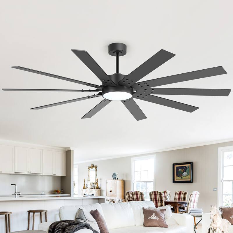 72" Integrated LED Windmill Large Ceiling Fan with Light and Remote(10 Reversible Blades) - Remote