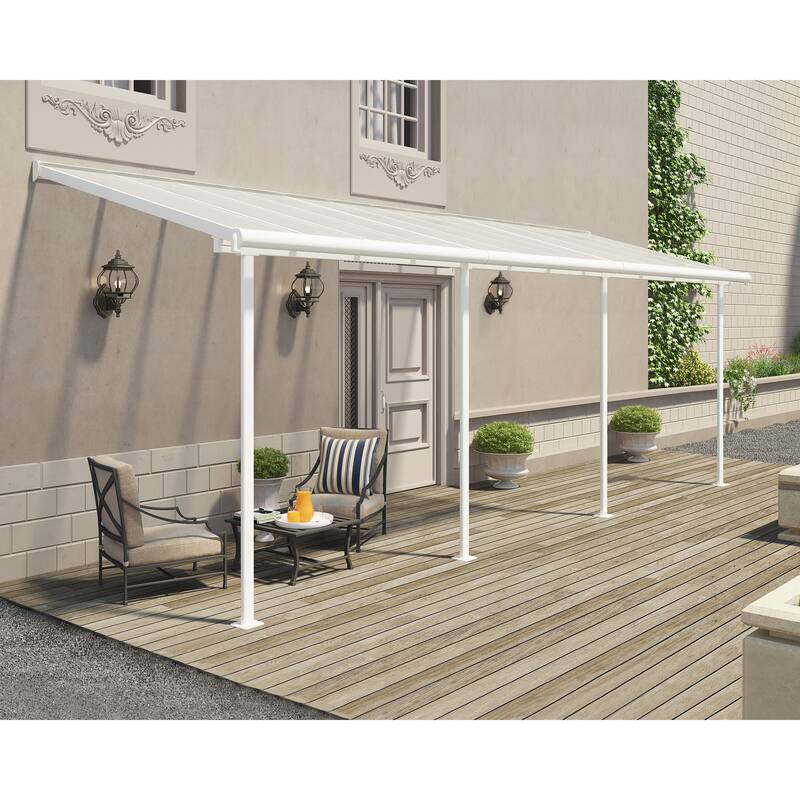 Sierra 7.5 ft. White & Grey Clear Panel Aluminum Patio Cover