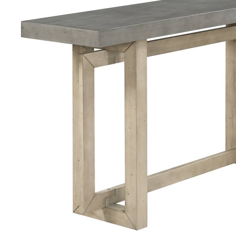 Modern Entryway Console Table with Industrial-inspired Concrete Wood Top, Hallway Foyer Sofa Long Table Entryway Table