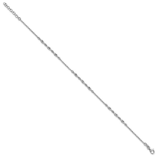 Sterling Silver 9 inch with 1 inch Extension Adjustable Rombo-Figaro Anklet 