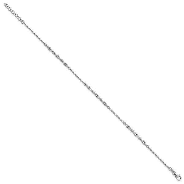 Sterling Silver 9 inch with 1 inch Extension Adjustable Rombo-Figaro Anklet Sterling Silver 9 inch with 1 inch Extension Adjustable Rombo-Figaro Anklet