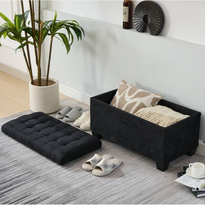 Storage Ottoman Bench, Foot Rest with Legs, 16 x 30 x 16.1 Inches, End of Bed Bench