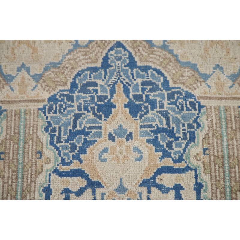 Hand Knotted Oriental 100% Wool Carpet Traditional Medallion Peach Kerman Area Rug - 13' 7'' X 10' 5''