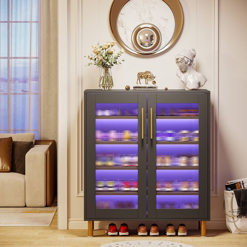 5-Tier Shoe Storage Cabinet with Door and Light
