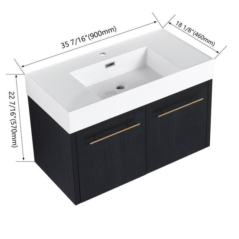 Bathroom Vanity With Sink In 24/30/36 Inch, Floating Bathroom Vanity with Soft Close Door