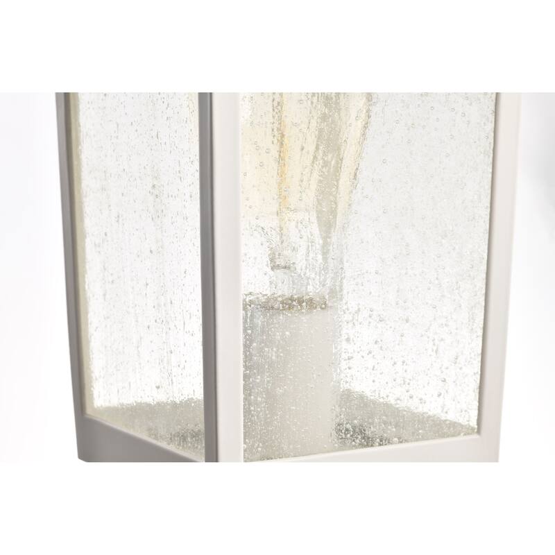 Cove Neck Outdoor Large Post Light Pole Lantern 1 Light White Finish Clear Seeded Glass