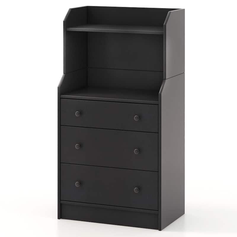 Costway 3-Drawer Dresser 44" Tall Wood Storage Organizer Chest with 2