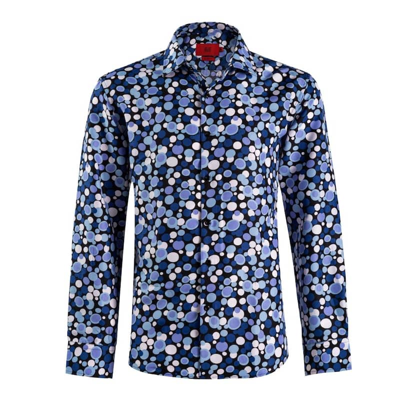 Elie Balleh Men's Black Slim Fit Dot Print Button-Down Shirt