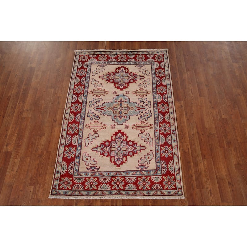 Kazak Accent Rug Hand-Knotted Wool Carpet - 3'5" x 5'4"