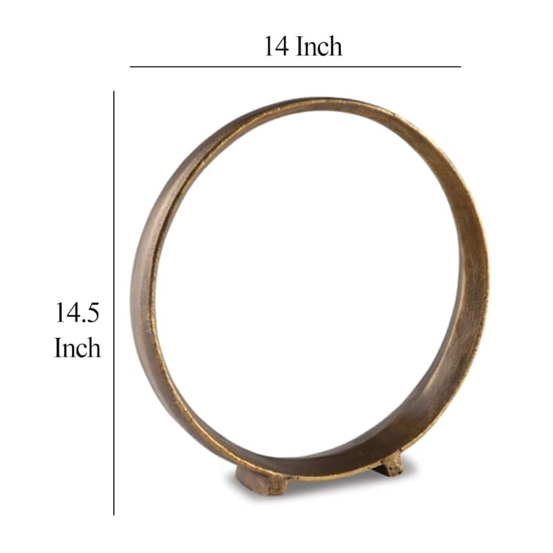 Dalie Sculpture, Round Metal Accent Tabletop Size, 14 Inch, Bronze