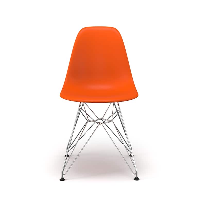 Paris Eiffel Dining Chairs Chrome Base - Orange