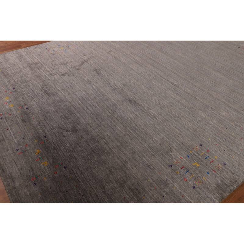Earth Tone Gabbeh Indian Area Rug Silk Carpet - 8'0" X 9'9"