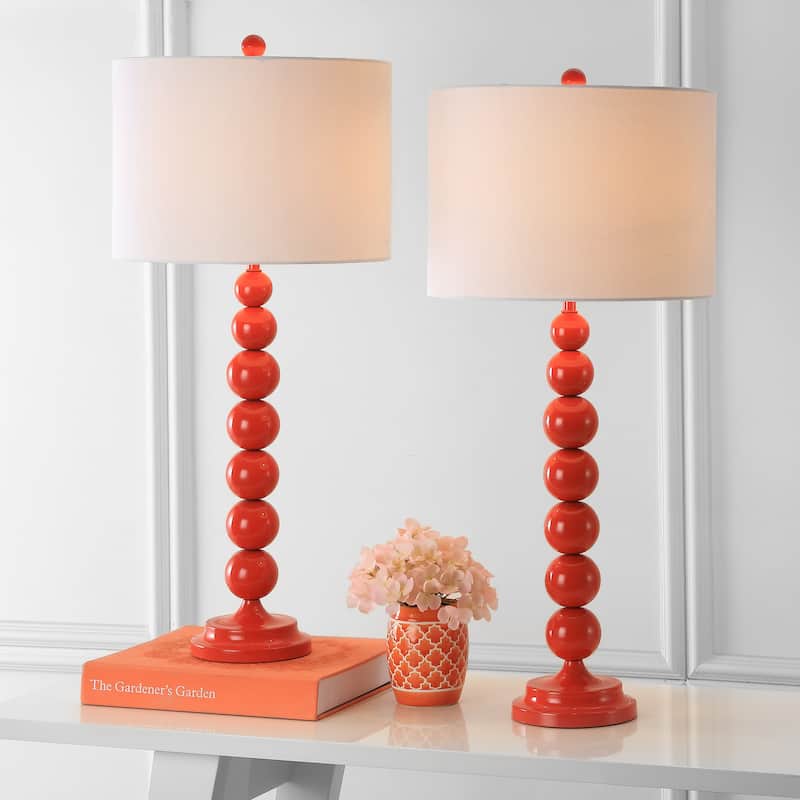 SAFAVIEH Lighting Mechelle 31-inch Stacked Ball White Table Lamp (Set of 2) - 14"x14"x31.5" - 14Wx14Dx32H